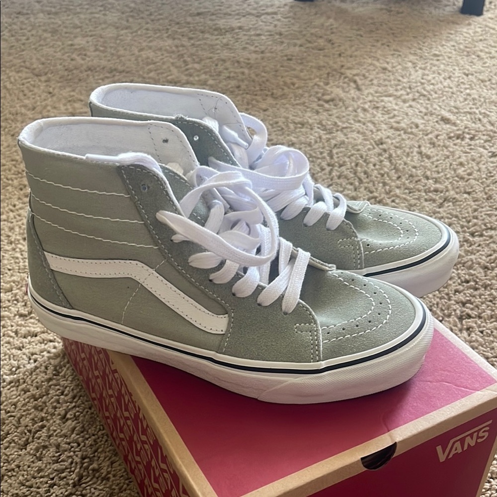 Vans High-Top Sneakers in Green and White